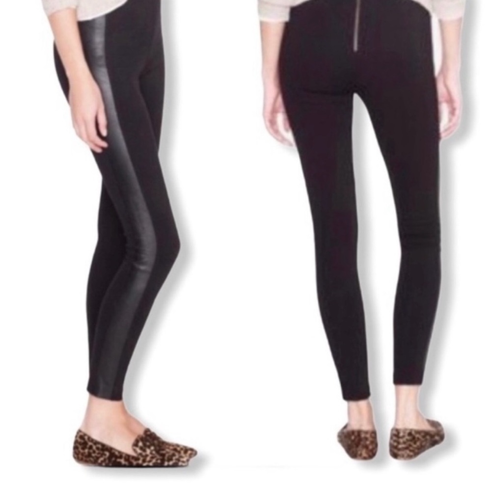 J. Crew Pixie  Pant with Genuine Leather Side Border Tuxedo Stripe